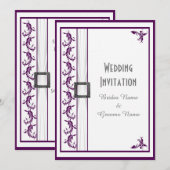Invitation Simple mariage traditionnel violet blanc (Devant / Derrière)
