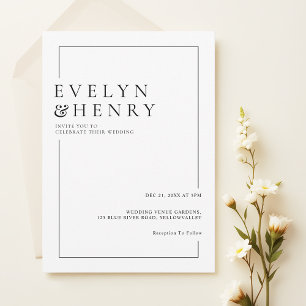 Invitation Simple Mariage Typographie Moderne Bordure Noire