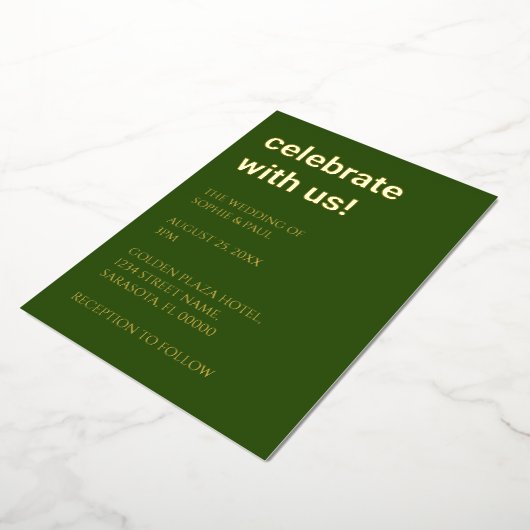 Invitation simple Mariage vert de forêt (Rotation)