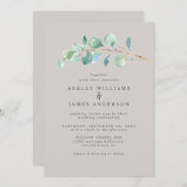 Invitation Simple Mariage vert Pastel Grey (Devant / Derrière)