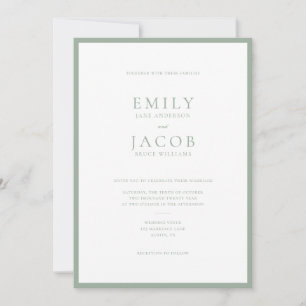 Invitation Simple mariage vert sauge et blanc