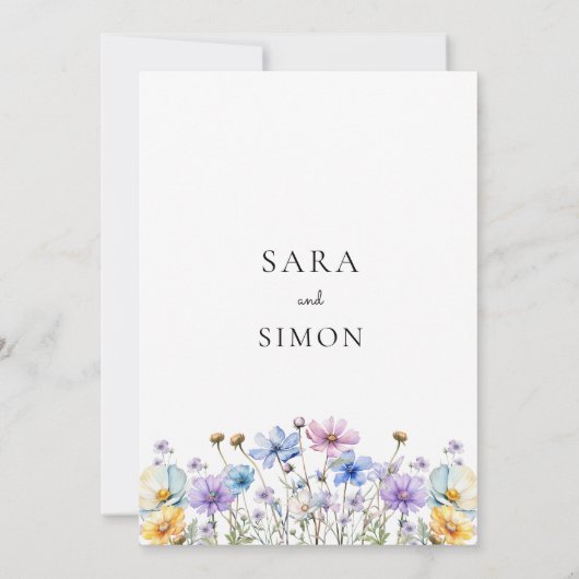 Invitation Simple mariage Whimsical Fleur sauvage enregistrer (Dos)