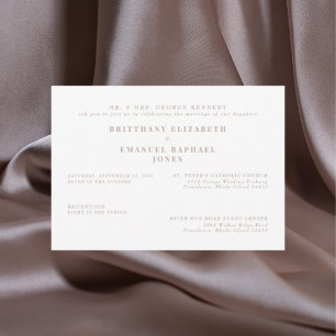 Invitation Simple Mariée Blanche Parents Texte Rose Gold Mari