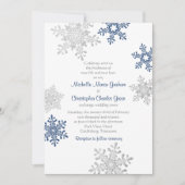 Invitation Simple Marine Blue Silver Snowflake Mariage d'hive (Devant)