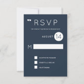 Invitation Simple marine formelle bleu et blanc mariage rsvp (Devant)