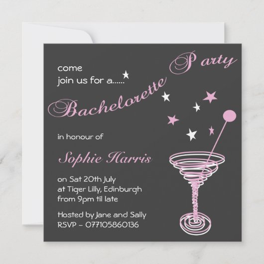 Invitation Simple Martini Swirl Bachelorette (Devant)