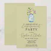 Invitation Simple Mason Jar Bouquet Green Engagement Party (Devant / Derrière)
