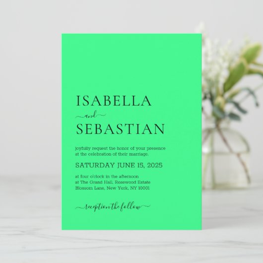 Invitation Simple Medium Spring Green Wedding (Debout devant)