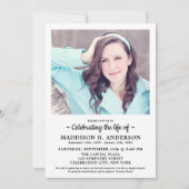 Invitation Simple Mémorial Photo Funéraire Célébration De La  (Devant)