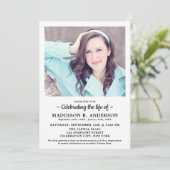Invitation Simple Mémorial Photo Funéraire Célébration De La  (Debout devant)