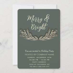 Invitation Simple Merry & Bright pine branche Noël