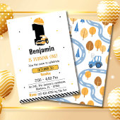 Invitation Simple mignon camion de construction enfants 1er a