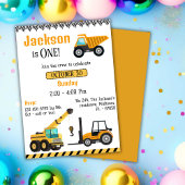 Invitation Simple mignon camion de construction enfants 1er a