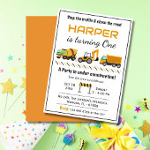Invitation Simple mignon camion de construction enfants 1er a