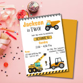 Invitation Simple mignon camion de construction enfants 2e an