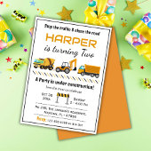 Invitation Simple mignon camion de construction enfants 2e an