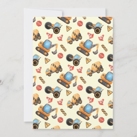 Invitation Simple mignon camion de construction enfants 2e an (Dos)