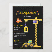 Invitation Simple mignon camion de construction enfants 3e an (Devant)