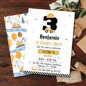 Invitation Simple mignon camion de construction enfants 3e an