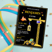 Invitation Simple mignon camion de construction enfants 3e an