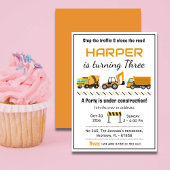 Invitation Simple mignon camion de construction enfants 3e an