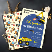 Invitation Simple mignon camion de construction enfants 3e an