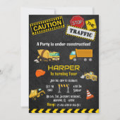 Invitation Simple mignon camion de construction enfants 4e an (Devant)