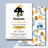 Invitation Simple mignon camion de construction enfants 4e an
