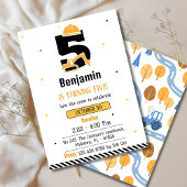 Invitation Simple mignon camion de construction enfants 5e an