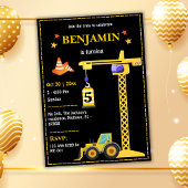 Invitation Simple mignon camion de construction enfants 5e an