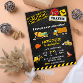 Invitation Simple mignon camion de construction enfants 5e an