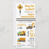 Invitation Simple mignon camion de construction enfants 6e an (Devant)