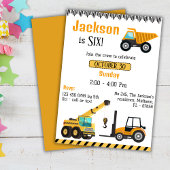 Invitation Simple mignon camion de construction enfants 6e an