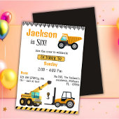 Invitation Simple mignon camion de construction enfants 6e an