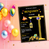 Invitation Simple mignon camion de construction enfants 6e an
