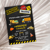 Invitation Simple mignon camion de construction enfants 6e an