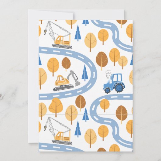 Invitation Simple mignon camion de construction enfants 7e an (Dos)