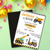 Invitation Simple mignon camion de construction enfants 7e an