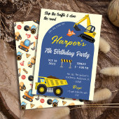 Invitation Simple mignon camion de construction enfants 7e an