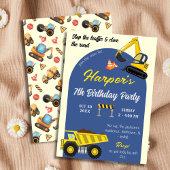 Invitation Simple mignon camion de construction enfants 7e an
