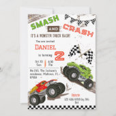 Invitation Simple mignon moderne camion monstre enfant 2e ann (Devant)