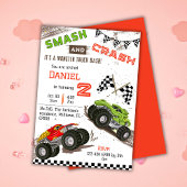 Invitation Simple mignon moderne camion monstre enfant 2e ann