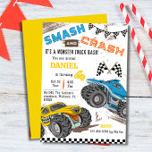 Invitation Simple mignon moderne camion monstre enfant 4e ann