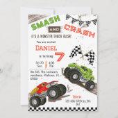 Invitation Simple mignon moderne camion monstre enfant 7e ann (Devant)