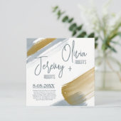 Invitation Simple mignon moderne élégant mariage or aquarelle (Debout devant)