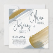 Invitation Simple mignon moderne élégant mariage or aquarelle (Devant)