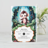 Invitation Simple mignon singe Anniversaire (Debout devant)