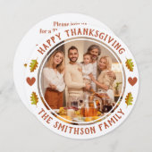 Invitation Simple mignonne Automne Thanksgiving Famille Meetu (Devant / Derrière)