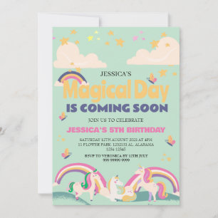 Invitation Simple mignonne fille photo Unicorn premier annive