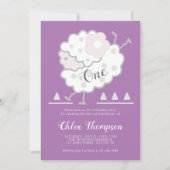 Invitation Simple mignonne Jumb Lavender 1er anniversaire (Devant)